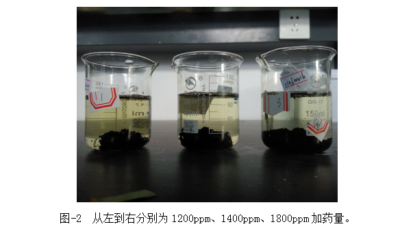 圖-2  從左到右分別為1200ppm、1400ppm、1800ppm加藥量